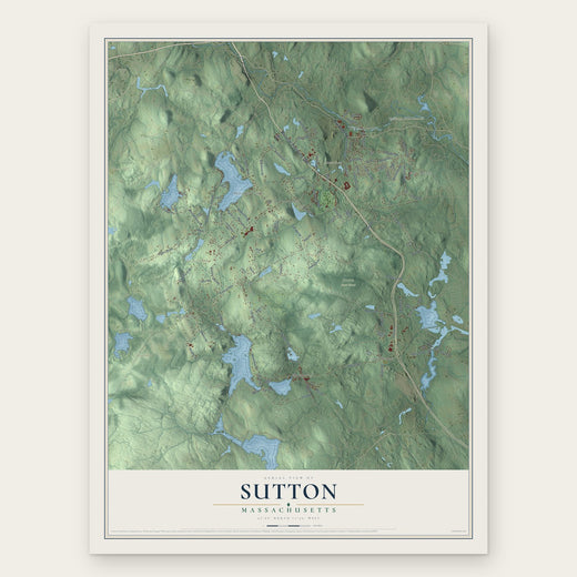 Sutton, Massachusetts map print, the full design