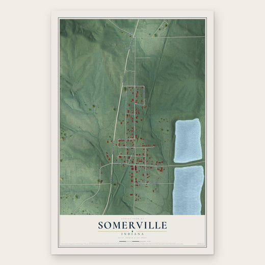 Somerville, Indiana map print, the full design