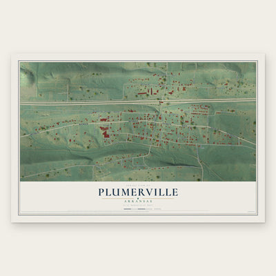 Plumerville, Arkansas map print, the full design
