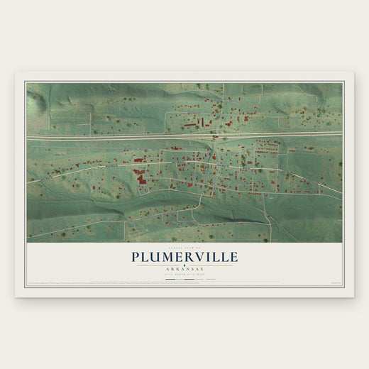 Plumerville, Arkansas map print, the full design
