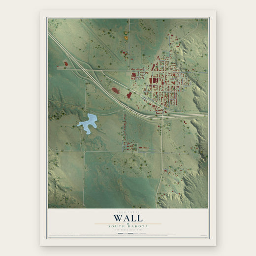 Wall, South Dakota map print, the full design