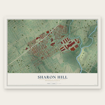 Sharon Hill, Pennsylvania map print, the full design