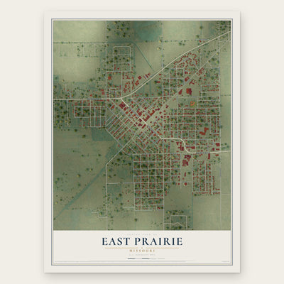 East Prairie, Missouri map print, the full design