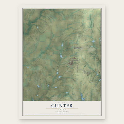 Gunter, Texas map print, the full design