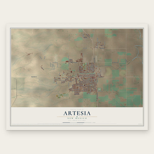 Artesia, New Mexico map print, the full design