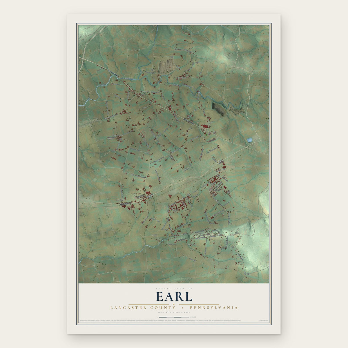 Earl, Lancaster County, Pennsylvania map print, the full design