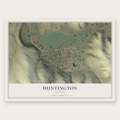 Huntington, Oregon map print, the full design