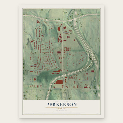 Perkerson, Georgia map print, the full design