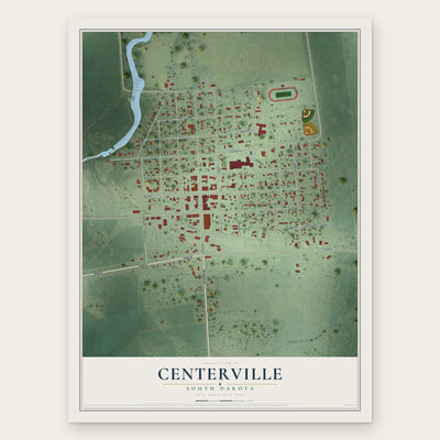 Centerville, South Dakota map print, the full design