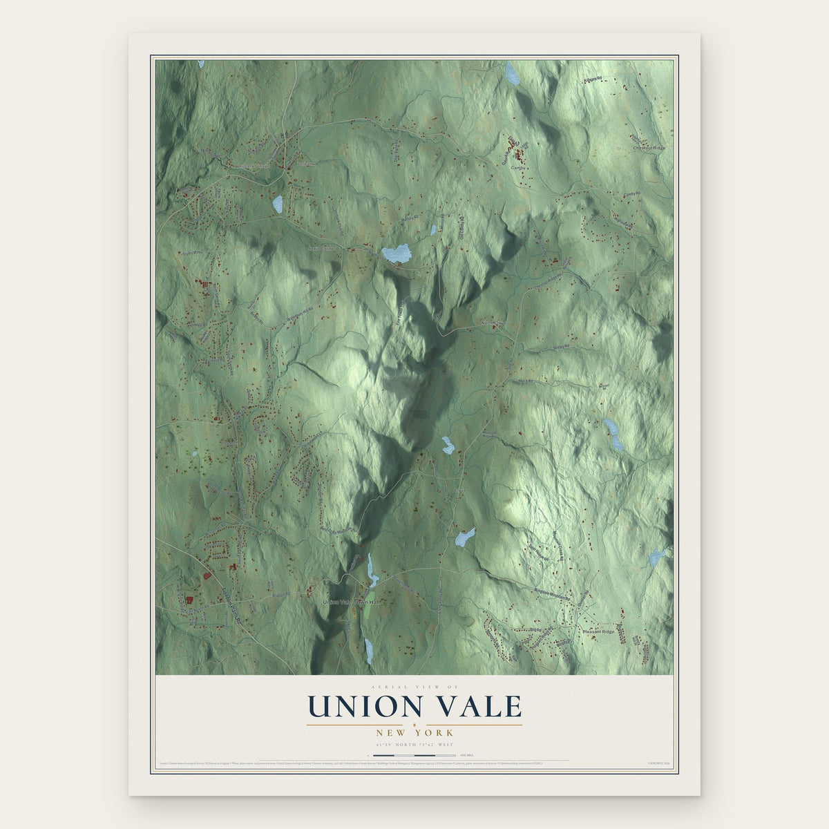 Union Vale, New York map print, the full design