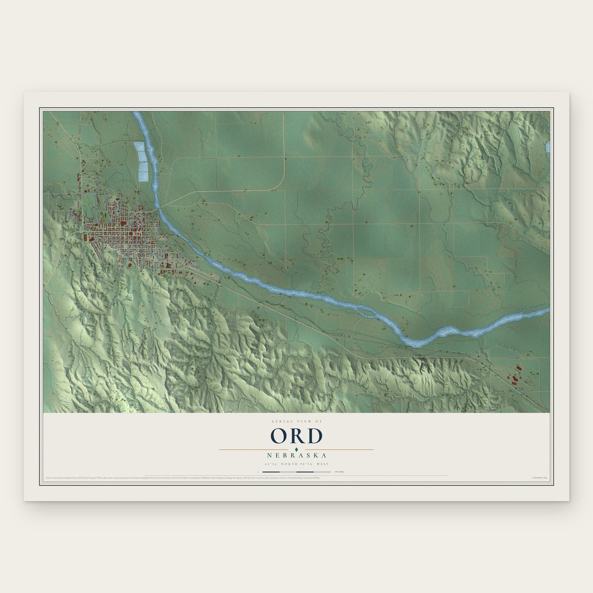 Ord, Nebraska map print, the full design