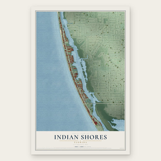 Indian Shores, Florida map print, the full design
