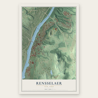 Rensselaer, New York map print, the full design