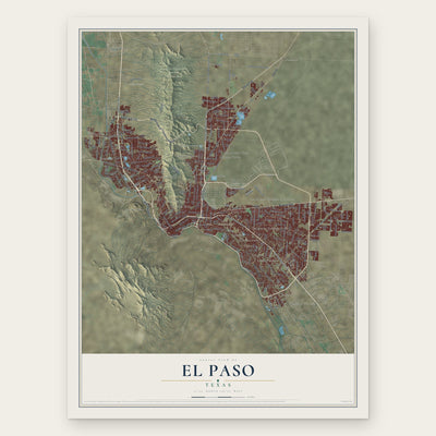 El Paso, Texas map print, the full design
