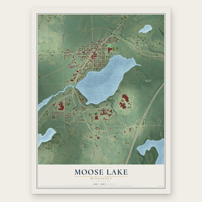 Moose Lake, Minnesota map print, the full design