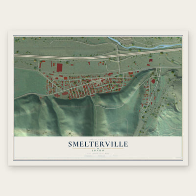 Smelterville, Idaho map print, the full design