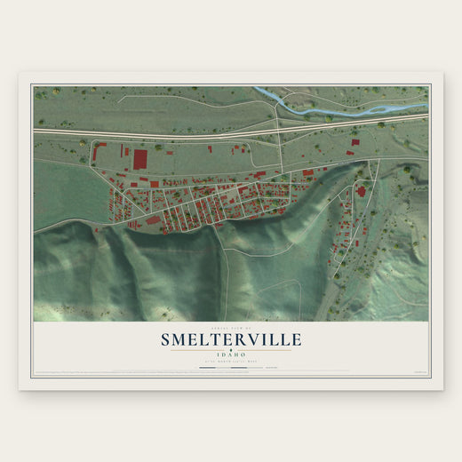 Smelterville, Idaho map print, the full design