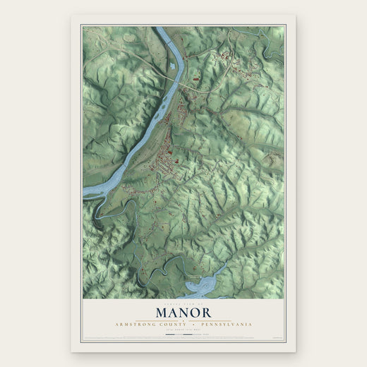 Manor, Armstrong County, Pennsylvania map print, the full design