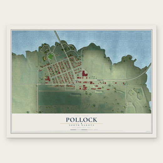 Pollock, South Dakota map print, the full design