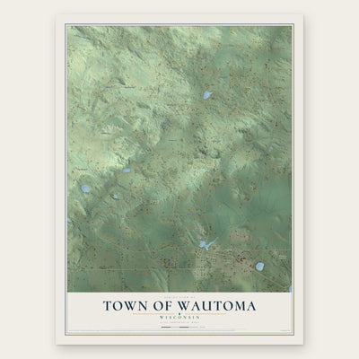 Town of Wautoma, Wisconsin map print, the full design