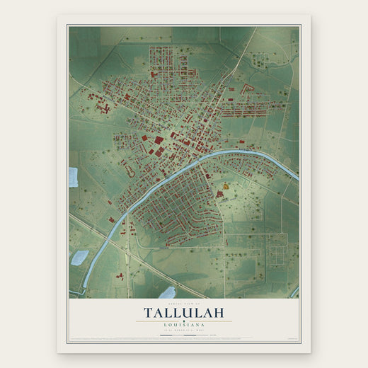Tallulah, Louisiana map print, the full design