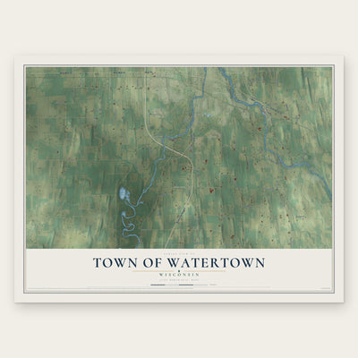 Town of Watertown, Wisconsin map print, the full design