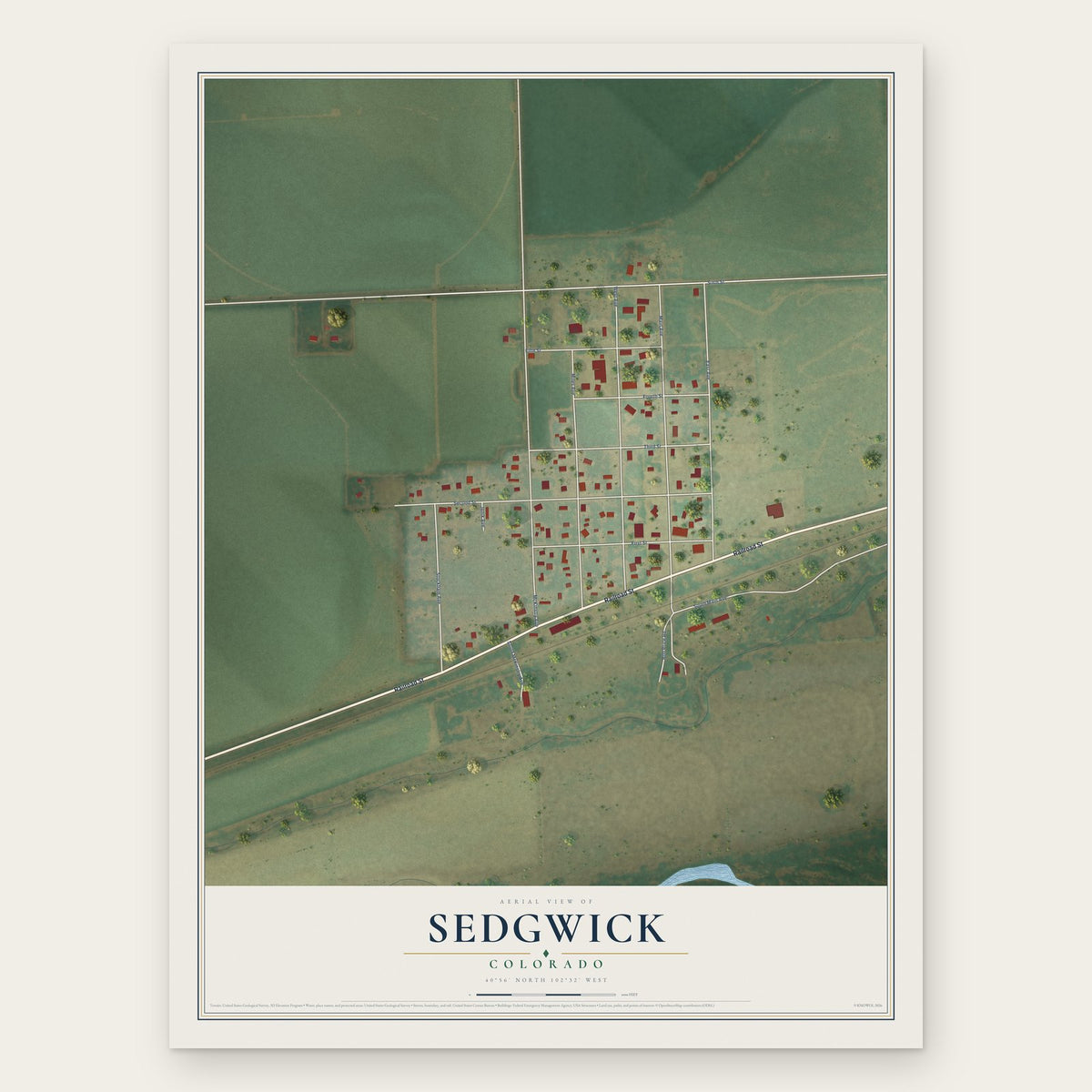 Sedgwick, Colorado map print, the full design