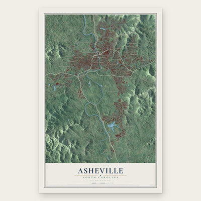 Asheville, North Carolina map print, the full design