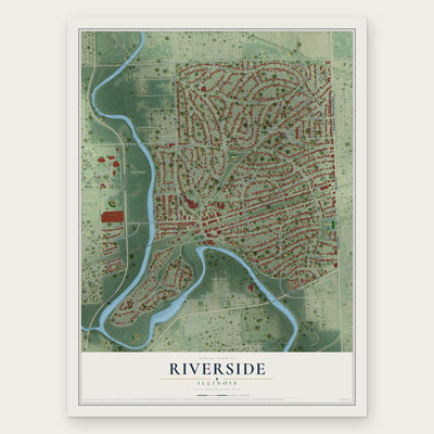 Riverside, Illinois map print, the full design