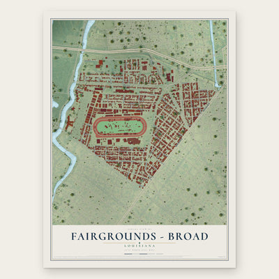Fairgrounds - Broad, Louisiana map print, the full design