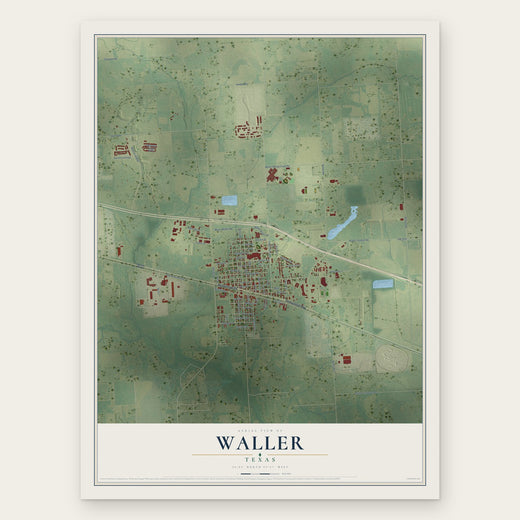 Waller, Texas map print, the full design