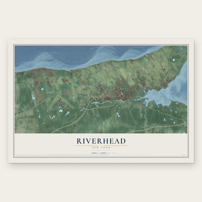 Riverhead, New York map print, the full design