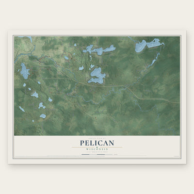 Pelican, Wisconsin map print, the full design