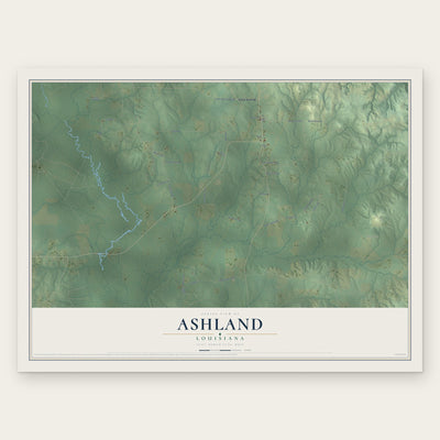 Ashland, Louisiana map print, the full design