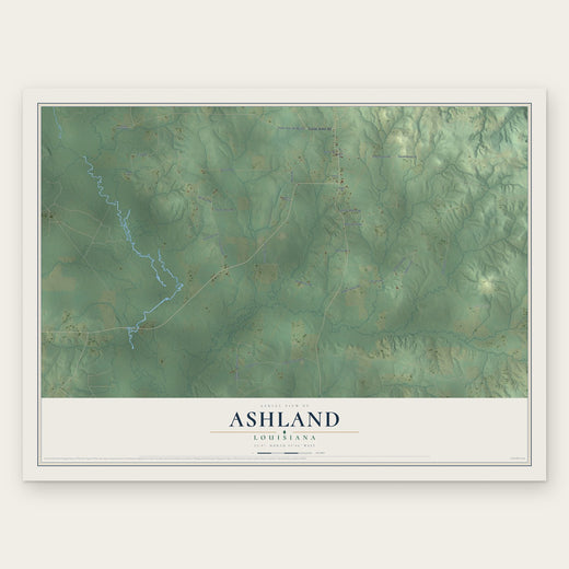 Ashland, Louisiana map print, the full design