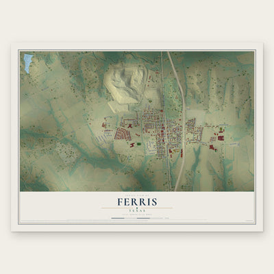 Ferris, Texas map print, the full design
