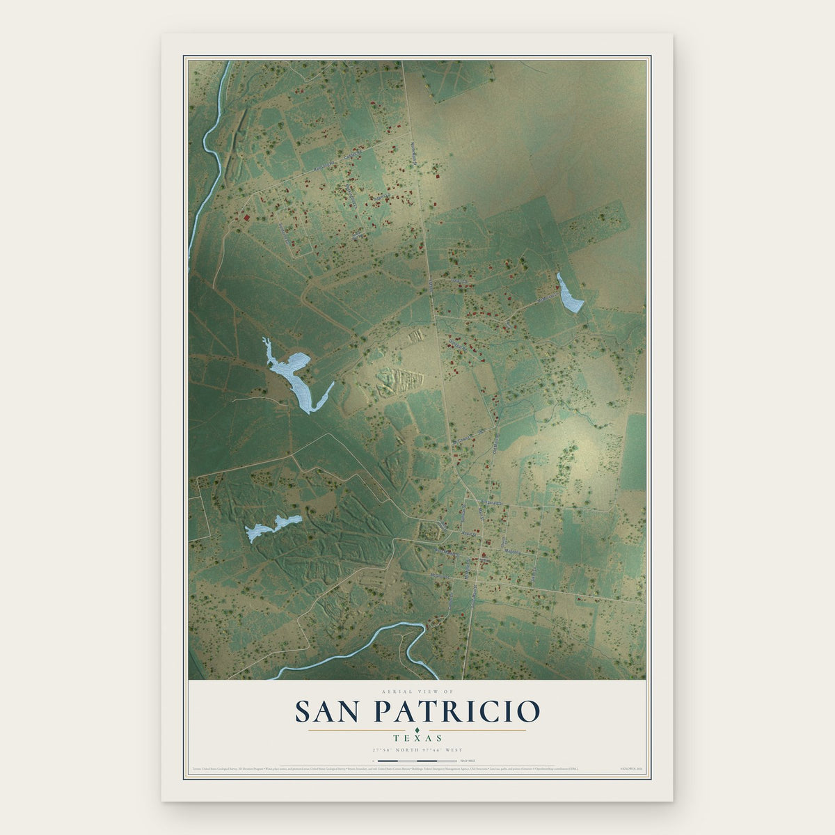 San Patricio, Texas map print, the full design