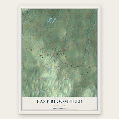 East Bloomfield, New York map print, the full design