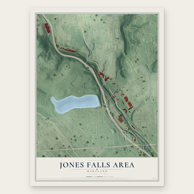 Jones Falls Area, Maryland map print, the full design