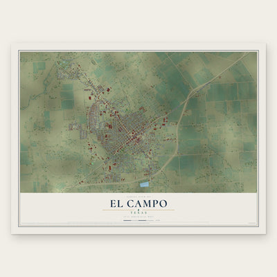 El Campo, Texas map print, the full design
