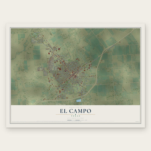 El Campo, Texas map print, the full design