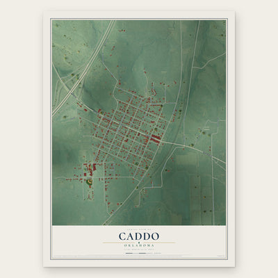 Caddo, Oklahoma map print, the full design