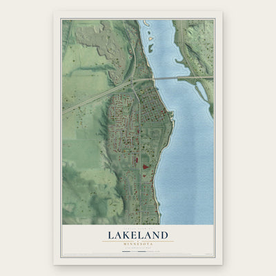 Lakeland, Minnesota map print, the full design