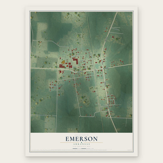 Emerson, Arkansas map print, the full design