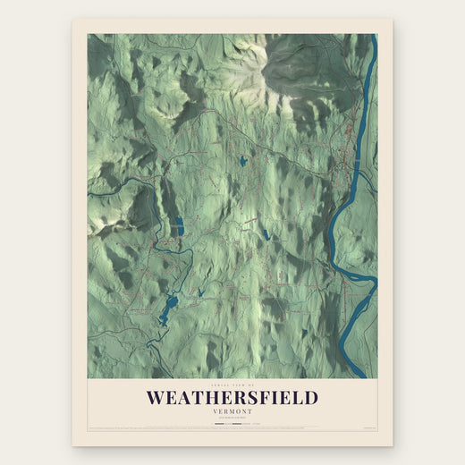 Weathersfield, Vermont map print, the full design