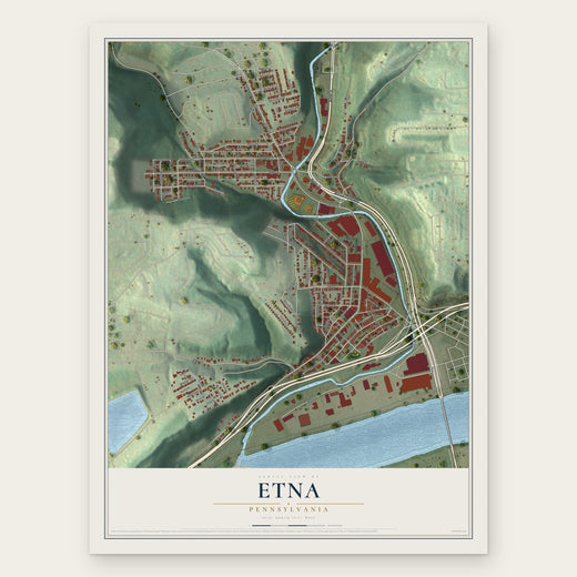 Etna, Pennsylvania map print, the full design