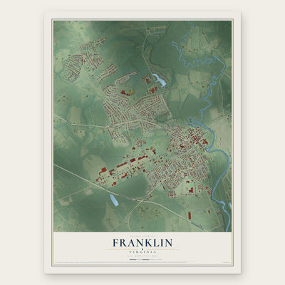 Franklin, Virginia map print, the full design