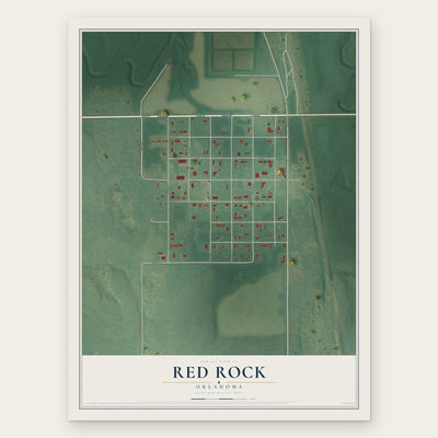 Red Rock, Oklahoma map print, the full design