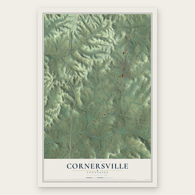 Cornersville, Tennessee map print, the full design