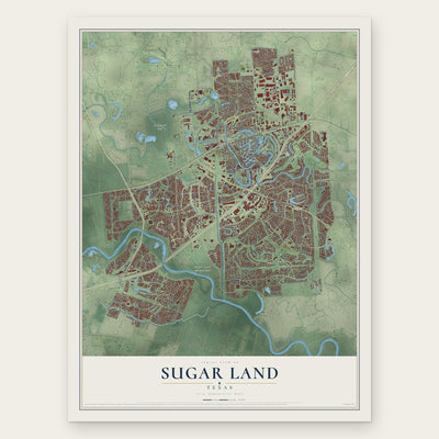 Sugar Land, Texas map print, the full design